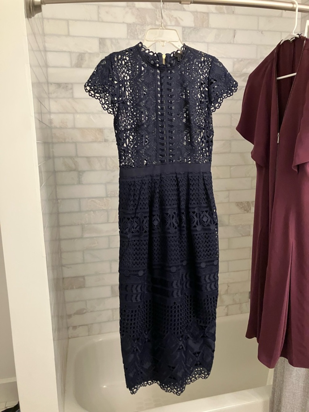 Ted Baker Navy Lace Midi Dress